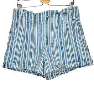 American Eagle Outfitters Womens Mom Shorts Size 14 Blue/White Striped nautical
